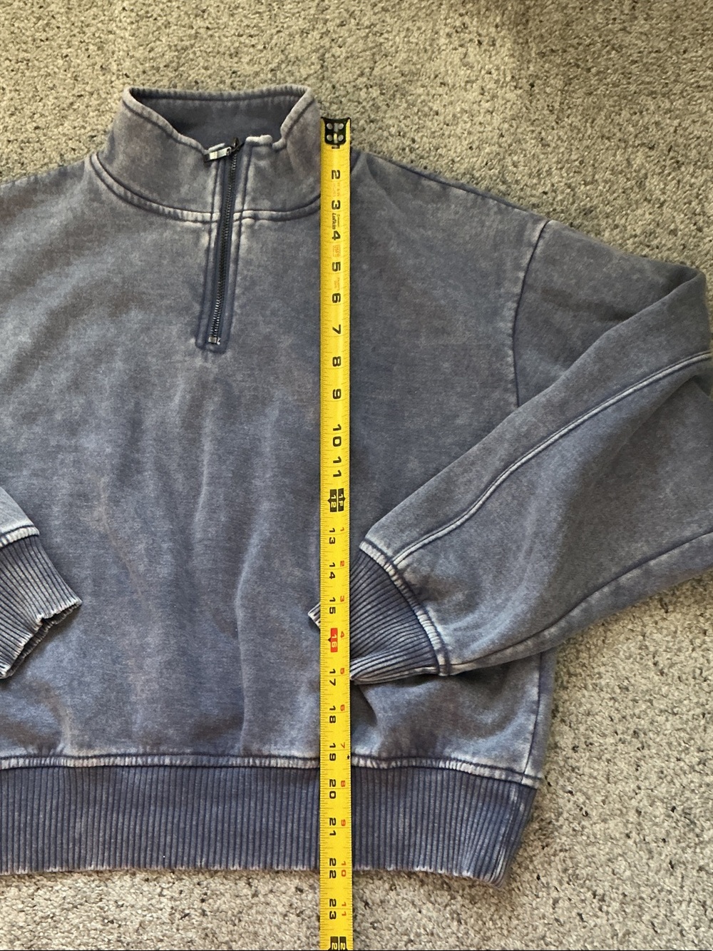 New Zenana Outfitters Washed Half-Zip Pullover ~ Blueberry - Picture 4 of 7